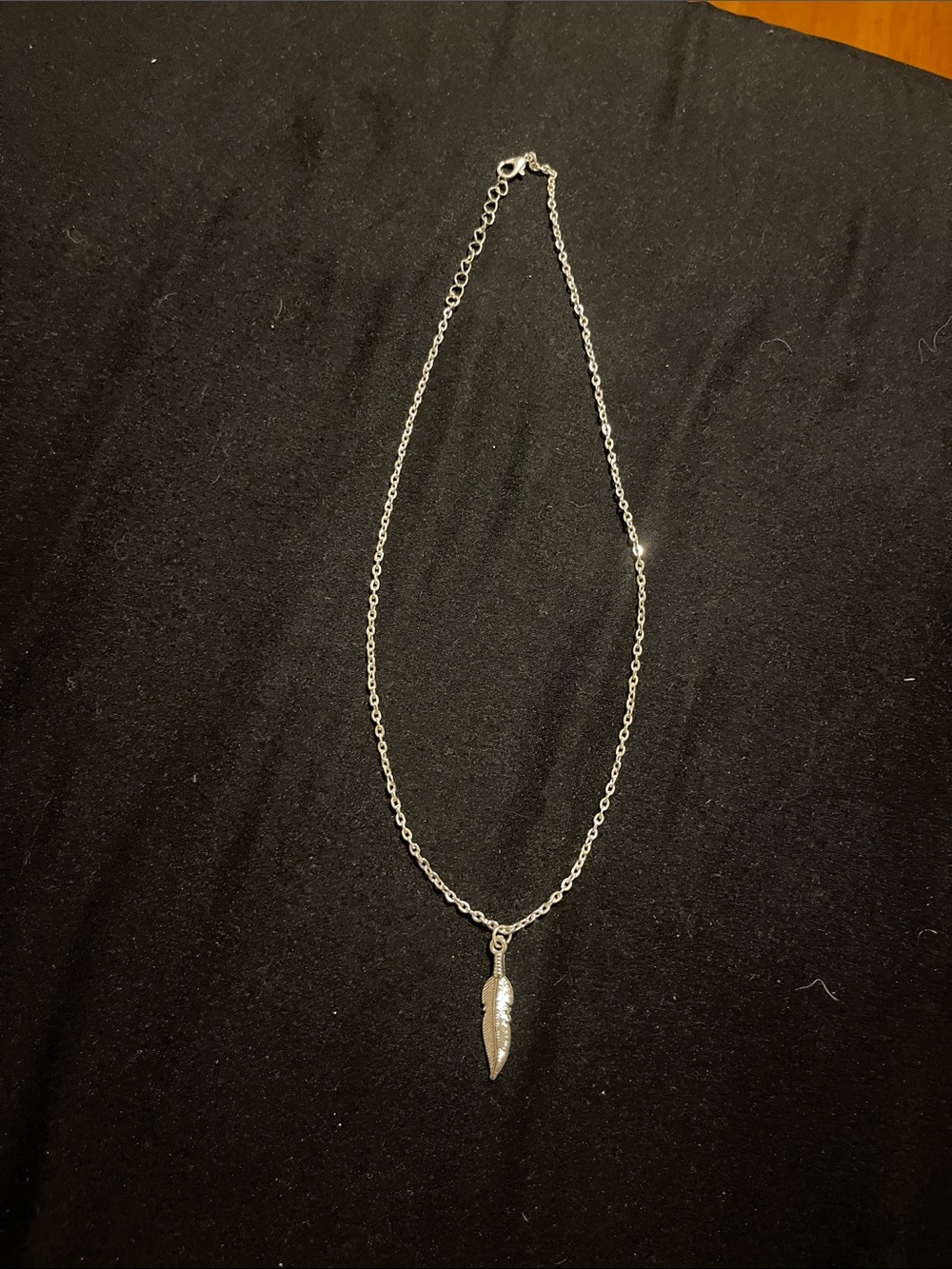 Sterling Silver Feather Pendant Necklace - Silver